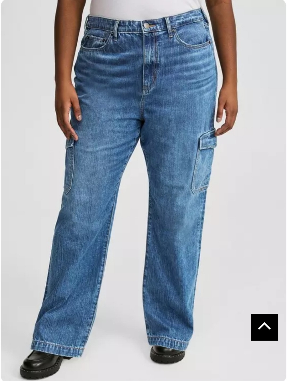 Torrid High Rise Straight Leg Duo Denim Cargo Jeans